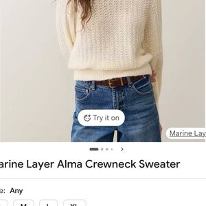 Marine Layer Cream Crewneck Sweater
